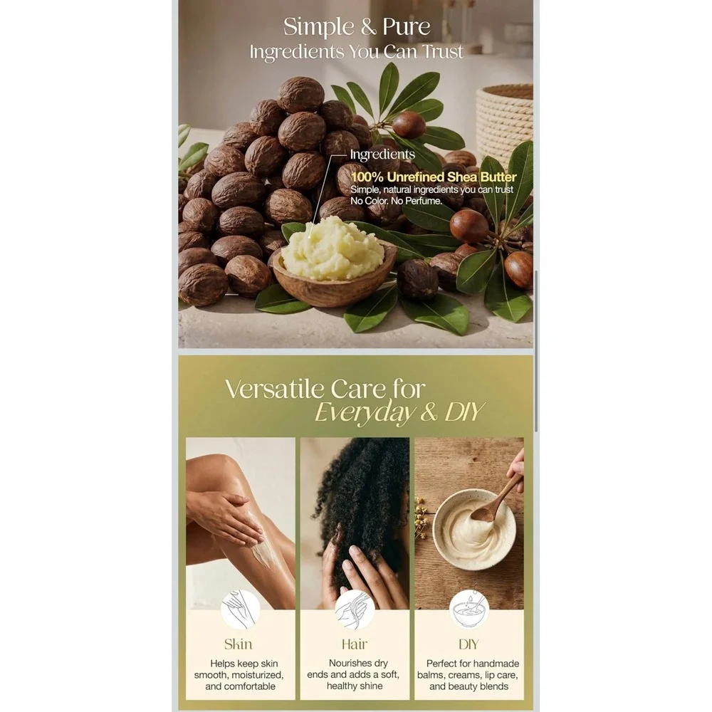 Star Care 100% White Shea Nut Butter 14oz Virgin Unrefined Skin & Hair Care